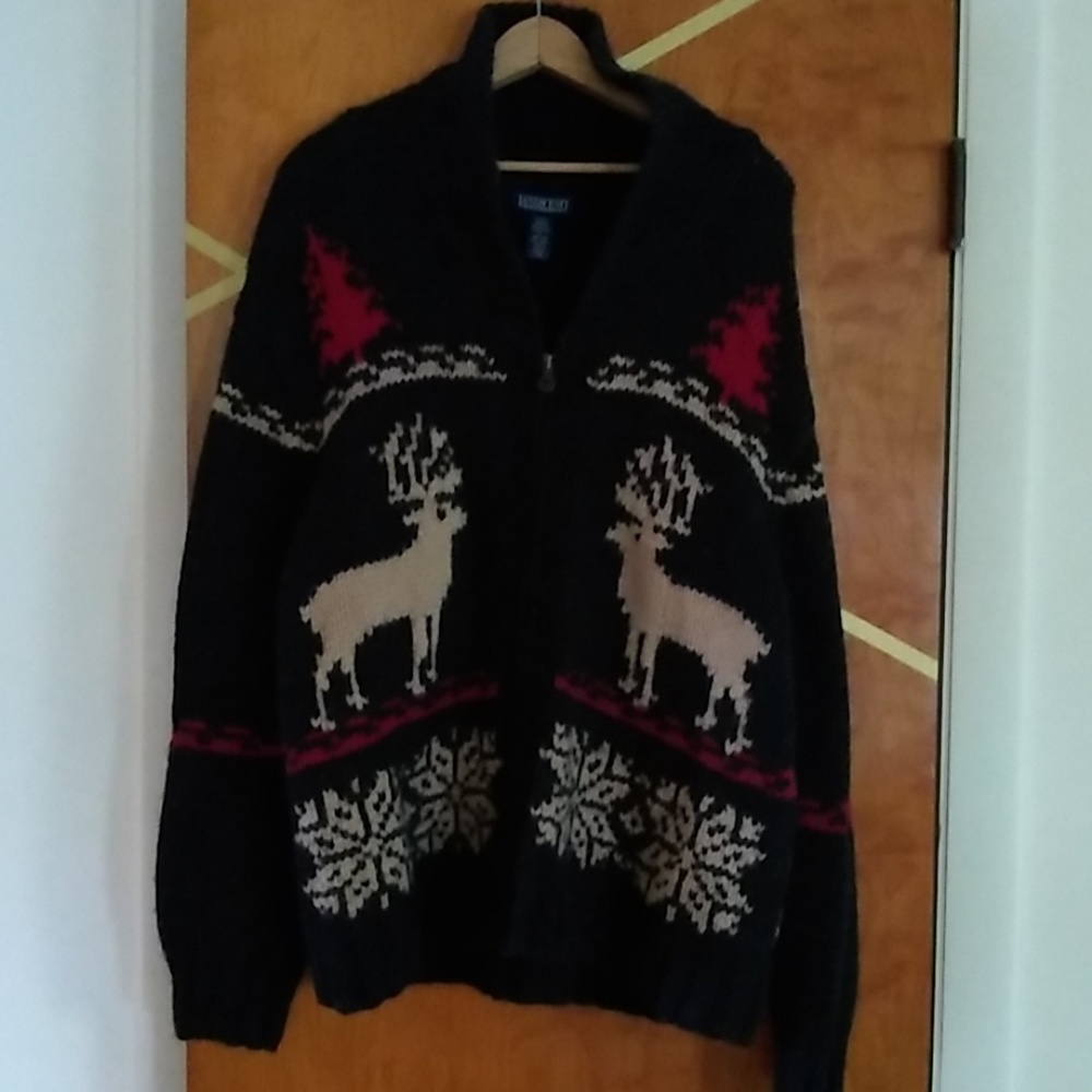 Lands End winter wool zipup sweater